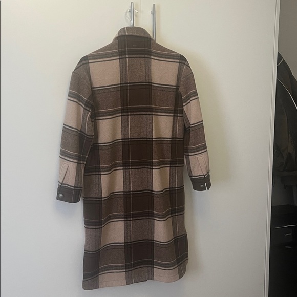 Ikks Women’s Plaid Wool Oversized Knee Length Coat Sz XS but fits like a S/M